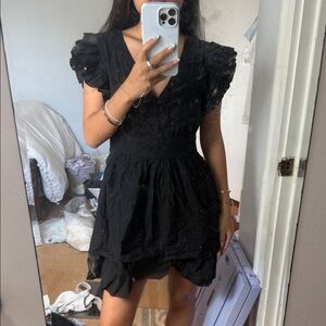 Francesca's Black Ruffled Mini Dress